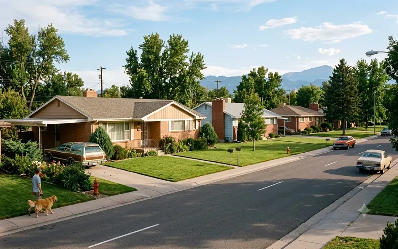 Mid-century tract homes in Belmont and Lakeview Pueblo